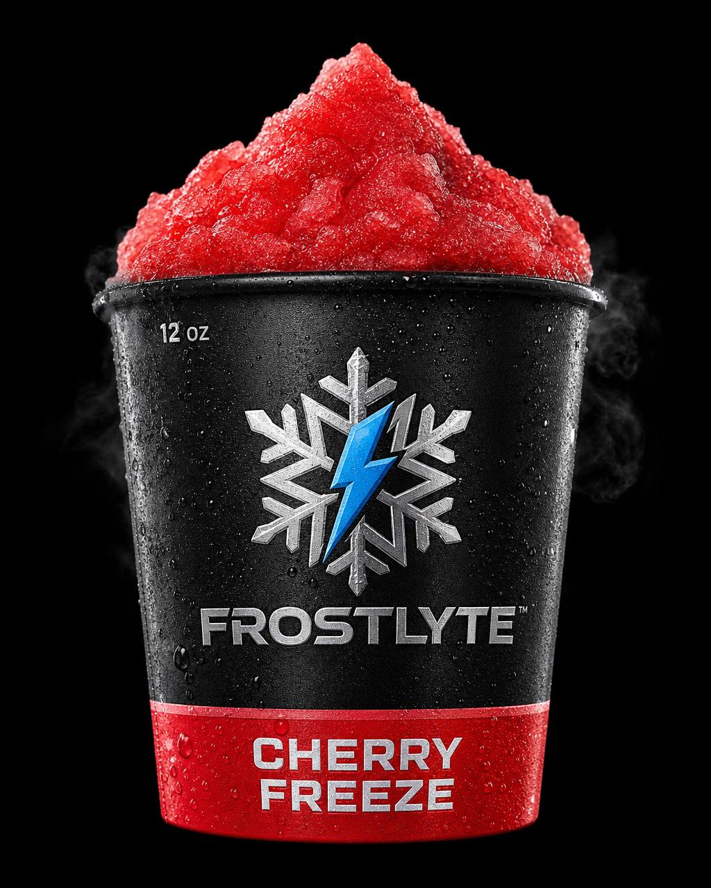 FROSTLYTE Cherry Freeze soft electrolyte ice cup with cherry colored ice