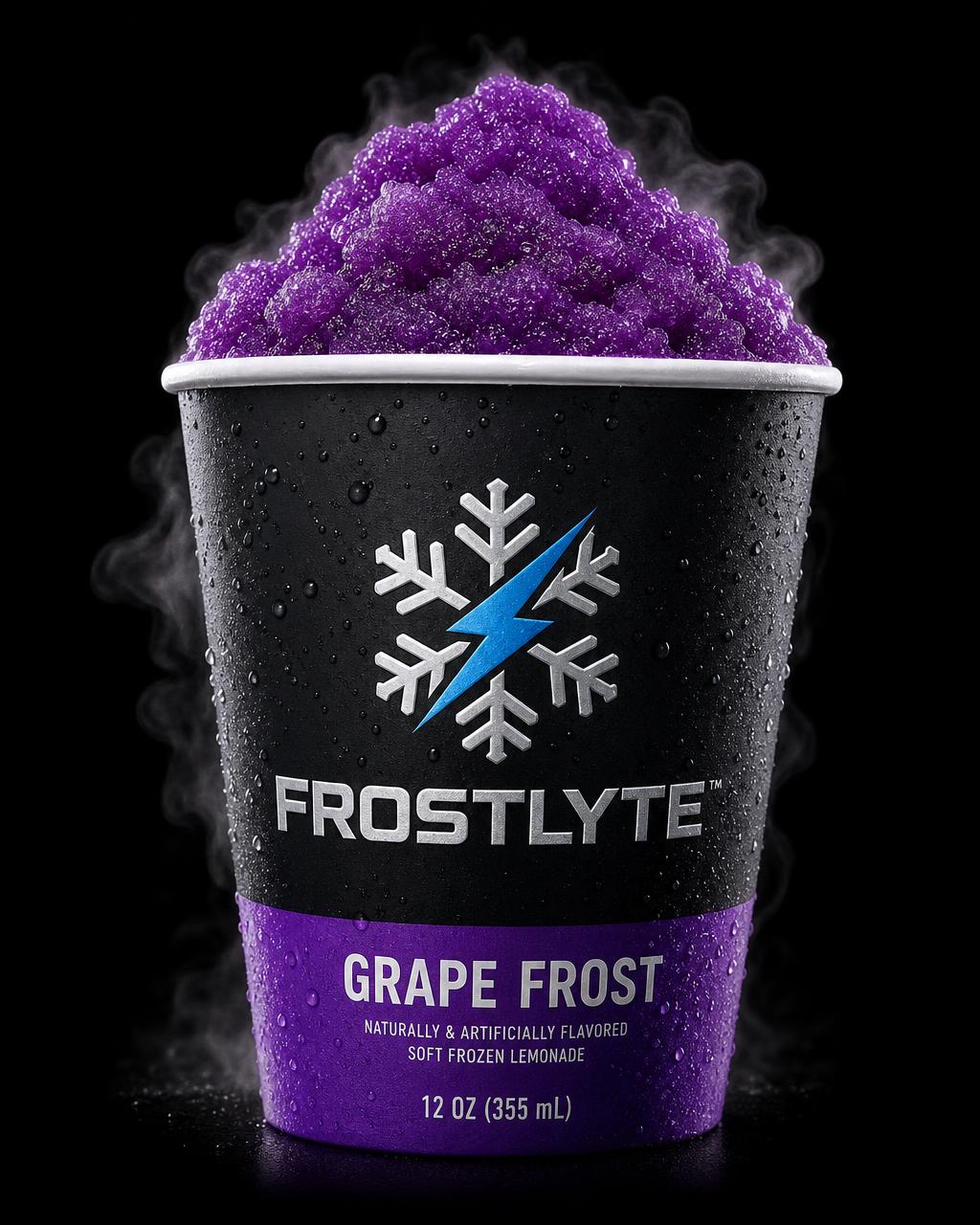 FROSTLYTE Grape Frost soft electrolyte ice cup with grape colored ice